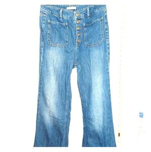 High waist vintage style wide leg jeans